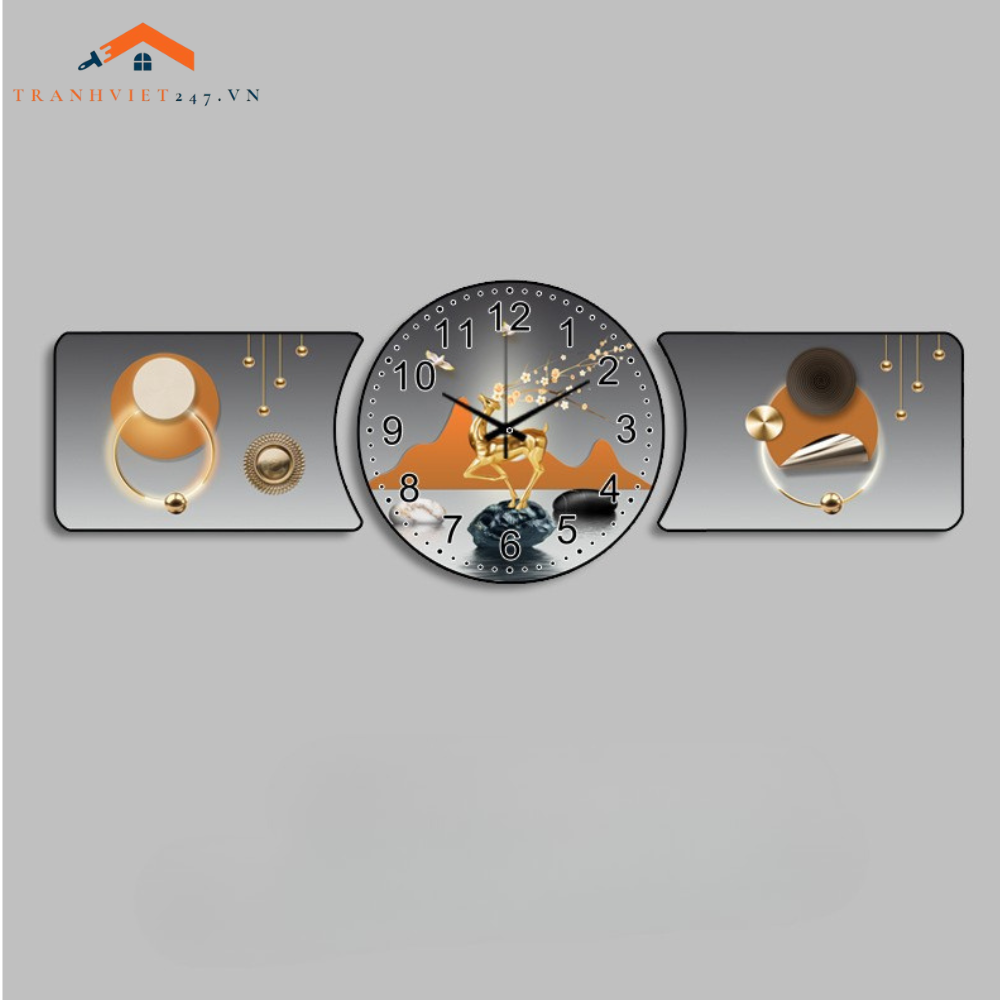 Bộ Tranh Đồng Hồ Tráng Gương Chất Liệu Cao Cấp In UV Sắc Nét