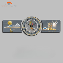 Bộ Tranh Đồng Hồ Tráng Gương Chất Liệu Cao Cấp In UV Sắc Nét