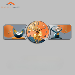 Bộ Tranh Đồng Hồ Tráng Gương Chất Liệu Cao Cấp In UV Sắc Nét