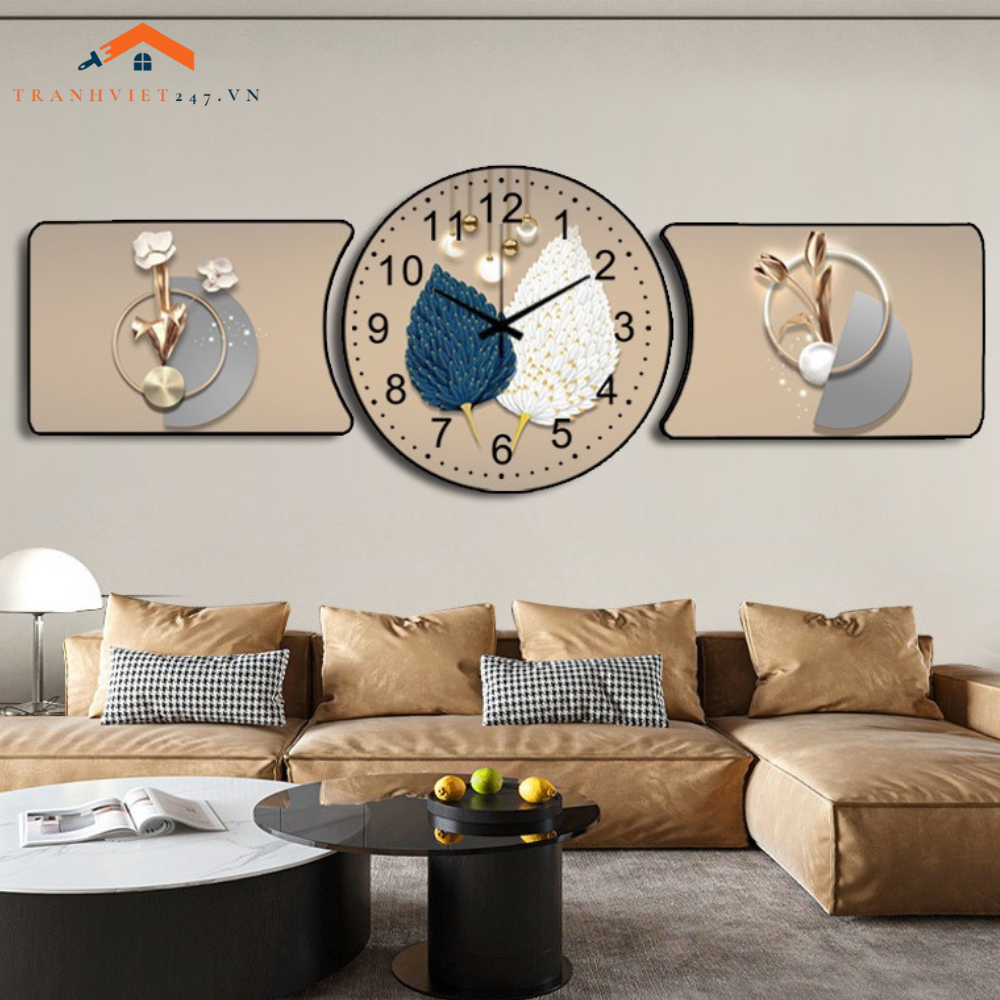 Bộ Đồng Hồ Treo Tường Hoa Hướng Dương Động Cơ Kim Trôi