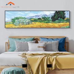 Tranh Treo Tường Phong Cảnh Biển Lâu Đài Cổ Khổ Dài, Phong Cách Ấn Tượng Trang Trí Phòng Ngủ