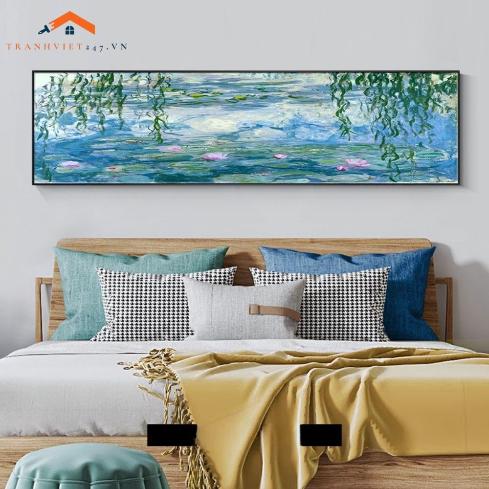 Tranh Treo Tường Phong Cảnh Biển Lâu Đài Cổ Khổ Dài, Phong Cách Ấn Tượng Trang Trí Phòng Ngủ