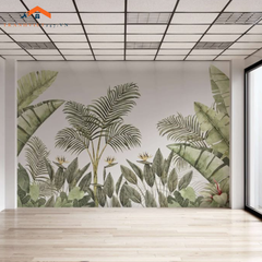 Tranh Dán Tường 3D Phong Cảnh Rừng Nhiệt Đới Xanh Mát - Trang  Trí Nhà Cửa
