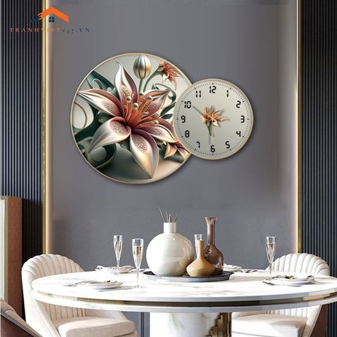 Đồng Hồ Treo Tường Nghệ Thuật Hình Bình Hoa và Trái Cây - Trang Trí Phòng Ăn Tinh Tế