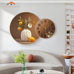 Đồng Hồ Treo Tường Nghệ Thuật Hình Bình Hoa và Trái Cây - Trang Trí Phòng Ăn Tinh Tế