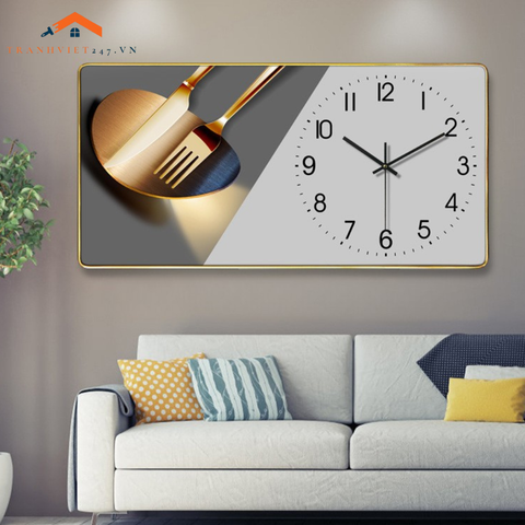 Tranh Đồng Hồ Treo Tường Phòng Bếp - Tranh Tráng Gương Đẹp