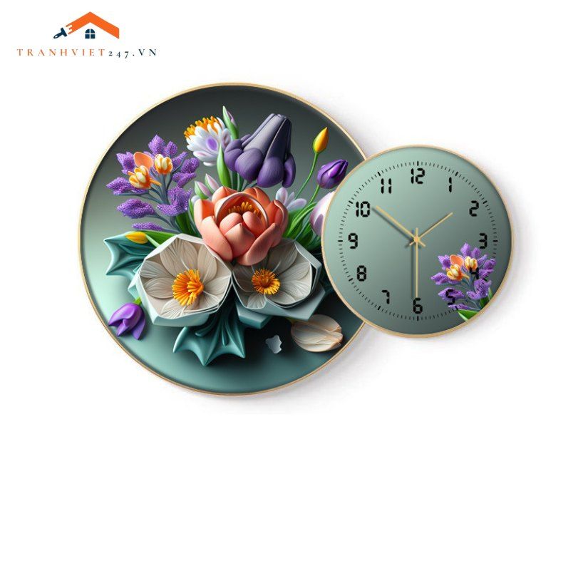 Đồng Hồ Treo Tường Nghệ Thuật Hình Bình Hoa và Trái Cây - Trang Trí Phòng Ăn Tinh Tế