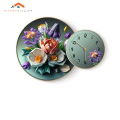 Đồng Hồ Treo Tường Nghệ Thuật Hình Bình Hoa và Trái Cây - Trang Trí Phòng Ăn Tinh Tế