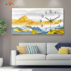Tranh  Đồng Hồ Treo Tường Chữ Nhật Phong Cảnh Hươu Phú Quý Hiện Đại