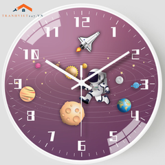 Đồng Hồ Treo Tường Tròn Vũ Trụ Phi Hành Gia Tên Lửa Trang Trí Phòng Bé - Trang Trí Phòng Ngủ