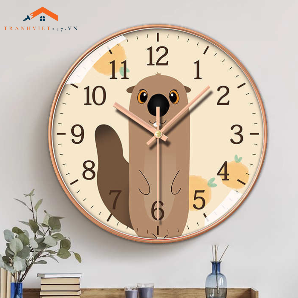 Đồng Hồ Tròn Ngộ Nghĩnh Dễ Thương Cho Bé Yêu - Đồng Hồ Treo Tường Động Vật