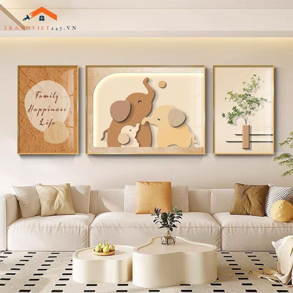 Tranh Treo Tường Phong Cảnh Biển Và Khinh Khí Cầu - Bộ 3 Tấm Phong Cách Lãng Mạn Hiện Đại