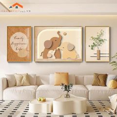 Tranh Treo Tường Phong Cảnh Biển Và Khinh Khí Cầu - Bộ 3 Tấm Phong Cách Lãng Mạn Hiện Đại