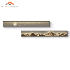 Tranh Treo Tường Bộ 2 Tấm Phong Cảnh Núi Mặt Trăng Chim Hươu Giả Led Trang Trí Phòng Khách