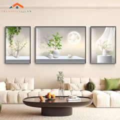 Tranh Treo Tường Phong Cảnh Biển Và Khinh Khí Cầu - Bộ 3 Tấm Phong Cách Lãng Mạn Hiện Đại