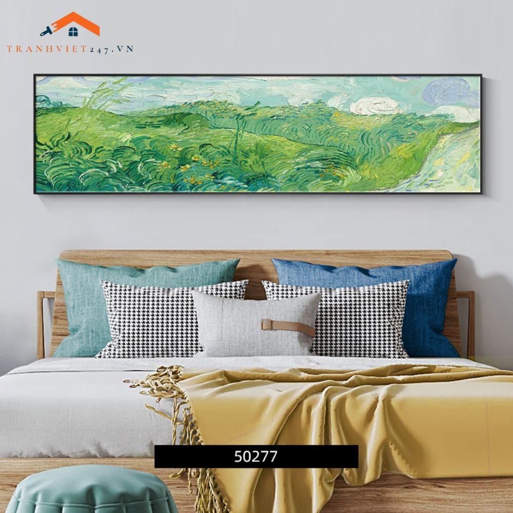 Tranh Treo Tường Phong Cảnh Biển Lâu Đài Cổ Khổ Dài, Phong Cách Ấn Tượng Trang Trí Phòng Ngủ