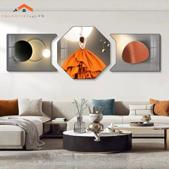 Tranh Bộ Lục Giác Tráng Gương Hiện Đại Chủ Đề Trừu Tượng _Decor Nhà Cửa