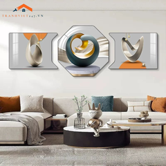 Tranh Bộ Lục Giác Tráng Gương Hiện Đại Chủ Đề Trừu Tượng _Decor Nhà Cửa