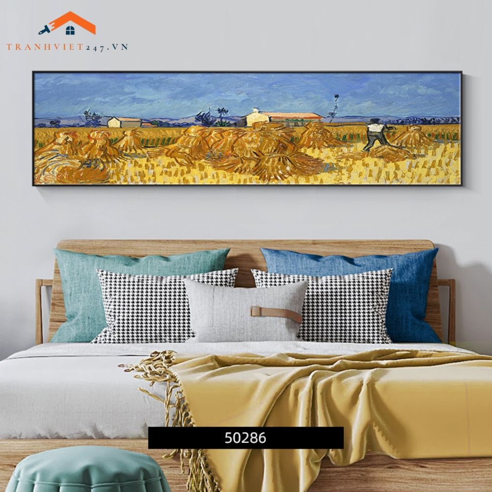 Tranh Treo Tường Phong Cảnh Biển Lâu Đài Cổ Khổ Dài, Phong Cách Ấn Tượng Trang Trí Phòng Ngủ