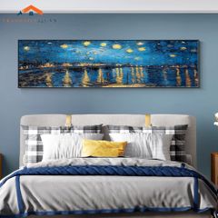 Tranh Treo Tường Phong Cảnh Biển Lâu Đài Cổ Khổ Dài, Phong Cách Ấn Tượng Trang Trí Phòng Ngủ