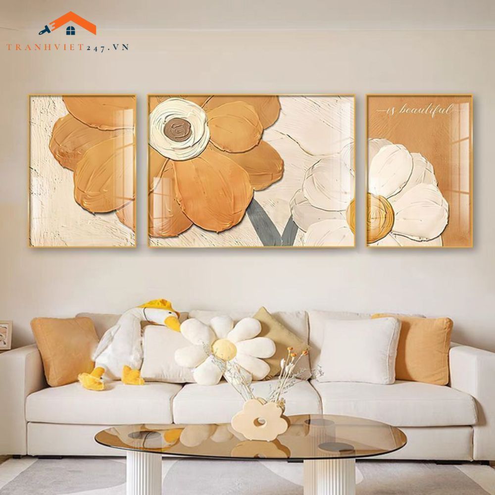 Tranh Treo Tường Phong Cảnh Biển Và Khinh Khí Cầu - Bộ 3 Tấm Phong Cách Lãng Mạn Hiện Đại