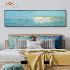 Tranh Treo Tường Phong Cảnh Biển Lâu Đài Cổ Khổ Dài, Phong Cách Ấn Tượng Trang Trí Phòng Ngủ