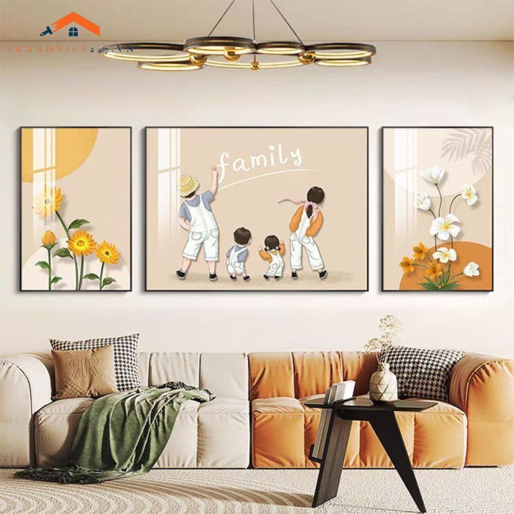 Tranh Treo Tường Phong Cảnh Biển Và Khinh Khí Cầu - Bộ 3 Tấm Phong Cách Lãng Mạn Hiện Đại