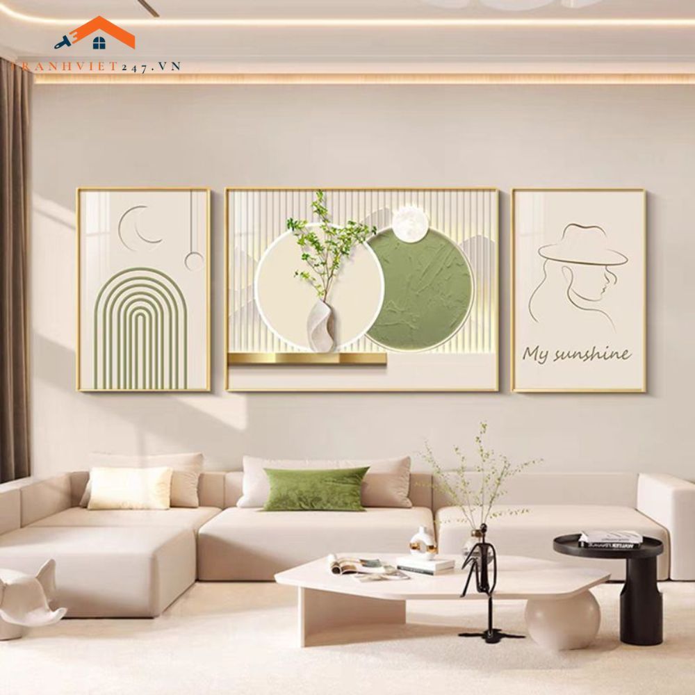 Tranh Treo Tường Phong Cảnh Biển Và Khinh Khí Cầu - Bộ 3 Tấm Phong Cách Lãng Mạn Hiện Đại