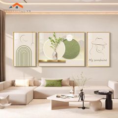 Tranh Treo Tường Phong Cảnh Biển Và Khinh Khí Cầu - Bộ 3 Tấm Phong Cách Lãng Mạn Hiện Đại