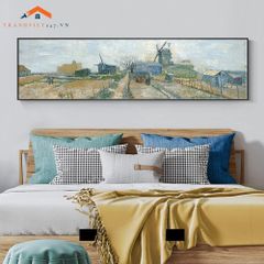 Tranh Treo Tường Phong Cảnh Biển Lâu Đài Cổ Khổ Dài, Phong Cách Ấn Tượng Trang Trí Phòng Ngủ