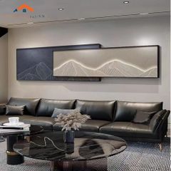 Tranh Treo Tường Bộ 2 Tấm Phong Cảnh Núi Mặt Trăng Hiện Đại