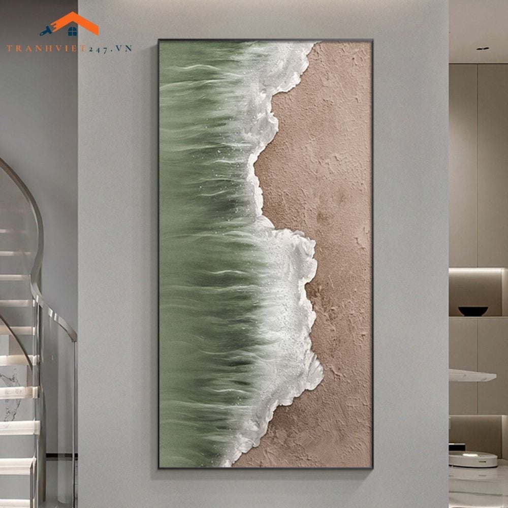 Tranh tráng gương treo tường trừu tượng Bờ Biển Từ Trên Cao