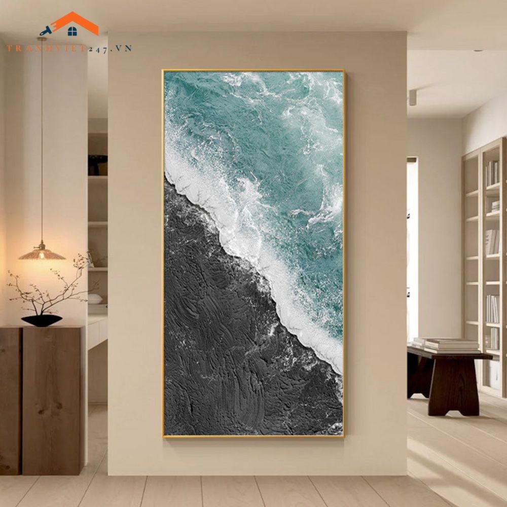 Tranh tráng gương treo tường trừu tượng Bờ Biển Từ Trên Cao