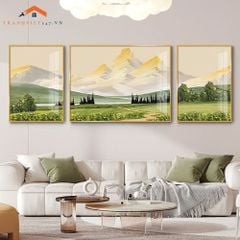 Tranh Treo Tường Phong Cảnh Biển Và Khinh Khí Cầu - Bộ 3 Tấm Phong Cách Lãng Mạn Hiện Đại