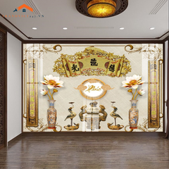Tranh Tráng Gương 3D Phòng Thờ Gia Tiên Phúc Lộc Thọ - Tài Lộc, May Mắn, Sung Túc
