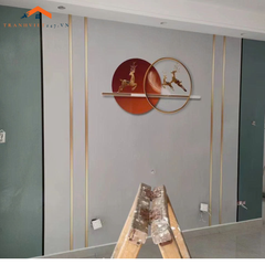 Tranh Treo Tường 3D Phong Cảnh Trừu Tượng Cây Vàng Và Hươu