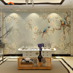 Tranh Dán Tường Khổ Lớn 5D Vẹt Xanh Trên Cành Hoa - Tranh Dán Decor Nhà Cửa