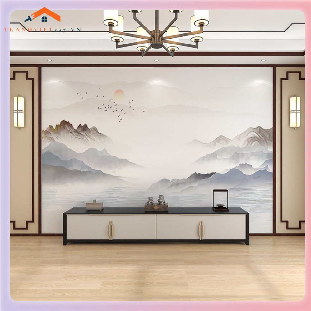 Tranh Phong Cảnh Núi Non Sương Mù - Tranh Dán Tường, Decor Nhà Cửa