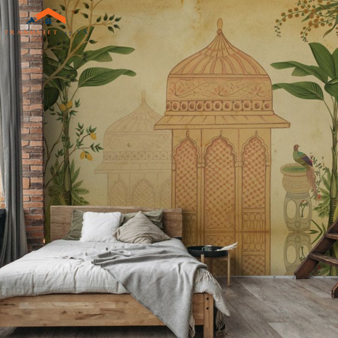 Tranh Dán Tường 3D Kiến Trúc Mughal - Tranh Trang Trí Phòng Ngủ