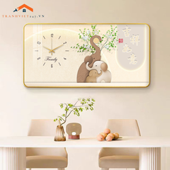 Tranh Đồng Hồ Tráng Gương Gia Đình Nhà Voi - Tranh Treo Tường, Tranh Trí Nhà Cửa , Quà Tặng