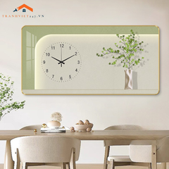 Tranh Đồng Hồ Tráng Gương Treo Tường Chủ Đề Nghệ Thuật Cắm Hoa _ Trang Trí Nhà Cửa, Decor