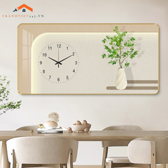Tranh Đồng Hồ Tráng Gương Treo Tường Chủ Đề Nghệ Thuật Cắm Hoa _ Trang Trí Nhà Cửa, Decor