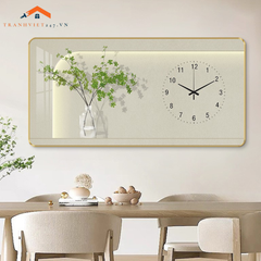 Tranh Đồng Hồ Tráng Gương Treo Tường Chủ Đề Nghệ Thuật Cắm Hoa _ Trang Trí Nhà Cửa, Decor