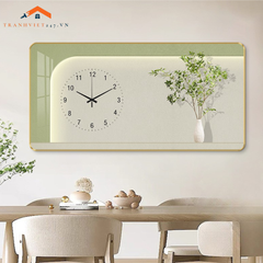Tranh Đồng Hồ Tráng Gương Treo Tường Chủ Đề Nghệ Thuật Cắm Hoa _ Trang Trí Nhà Cửa, Decor