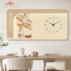 Tranh Đồng Hồ Tráng Gương Treo Tường Chủ Đề Nghệ Thuật Cắm Hoa _ Trang Trí Nhà Cửa, Decor