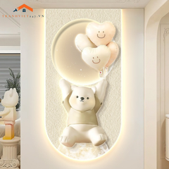 Tranh Led Hình Gấu Kem Dễ Thương- Decor Trang Trí Nhà Cửa
