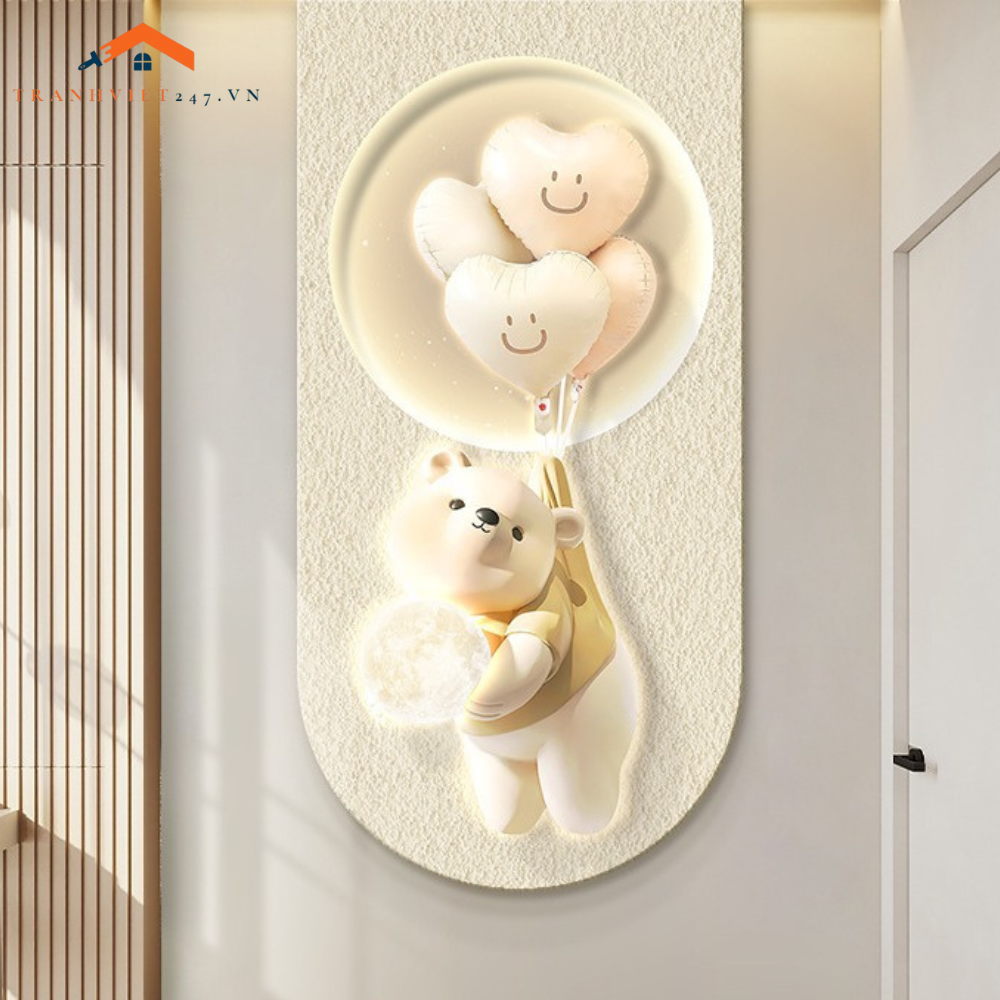 Tranh Led Hình Gấu Kem Dễ Thương- Decor Trang Trí Nhà Cửa