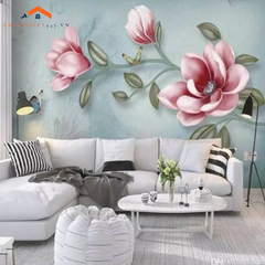 Tranh Dán Tường 3D Hoa Mộc Lan -Tranh Dán Tường Đẹp