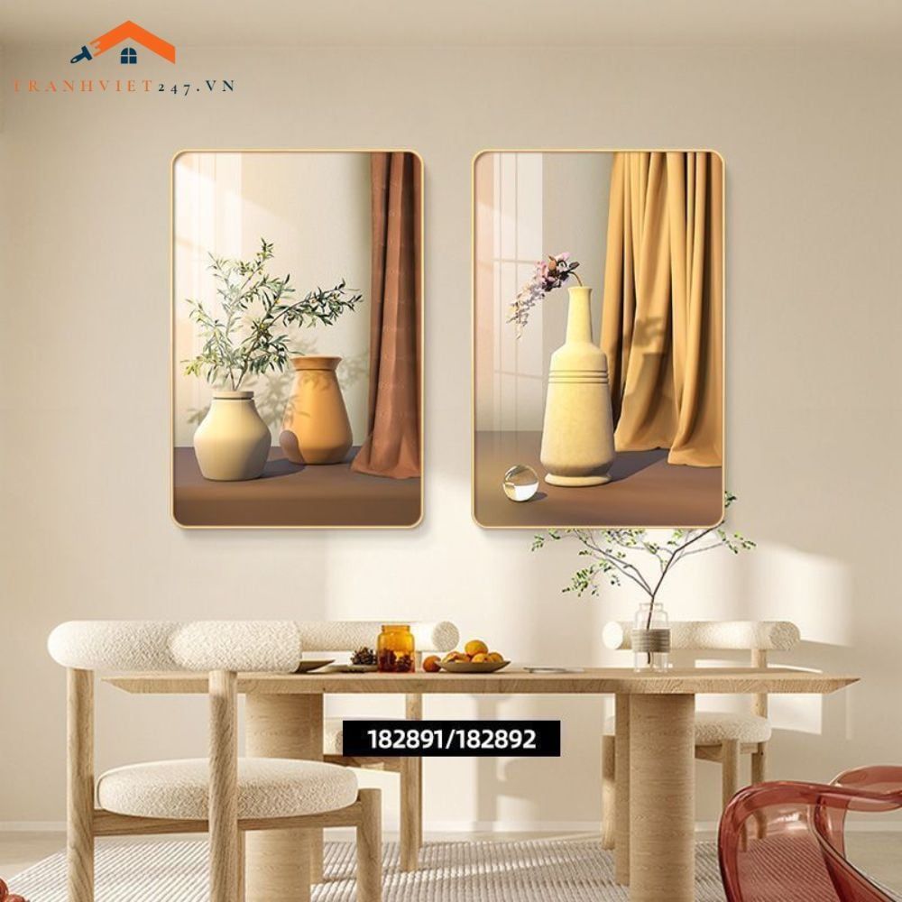 Tranh Trang Trí Nội Thất Hiện Đại Hoa Tulip và Rượu Vang - Bộ 2 Bức