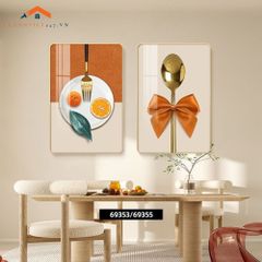 Tranh Trang Trí Nội Thất Hiện Đại Hoa Tulip và Rượu Vang - Bộ 2 Bức